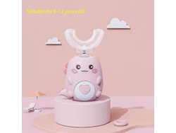 Cepillo de dientes eléctrico infantil en forma de U, giratorio 360 grados, con diseño de dibujos animados, recambios de silicona, automático GOKOCO