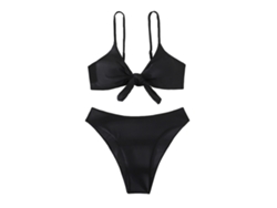 Traje de baño de dos piezas negro para mujer, estilo elegante, talla M