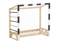 Cama infantil ML-Design 70 x 140 cm de madera con portería de fútbol y escalera de trepar