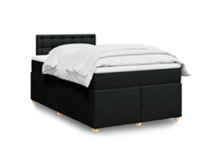 Cama Box Spring Con Colchón Tela Negro 120x200 Cm
