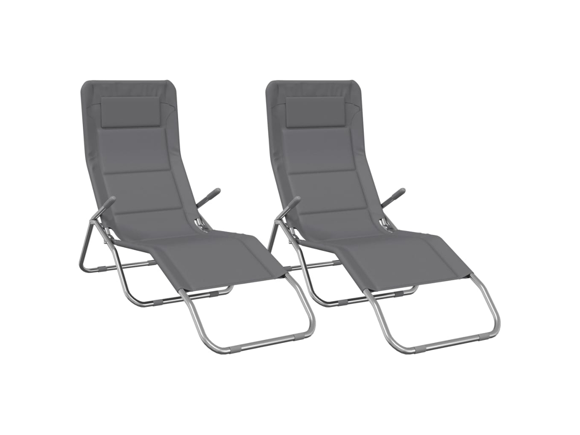Maison Exclusive - Tumbonas Plegables 2 Uds Textilene Acero Con Recubrimiento Gris