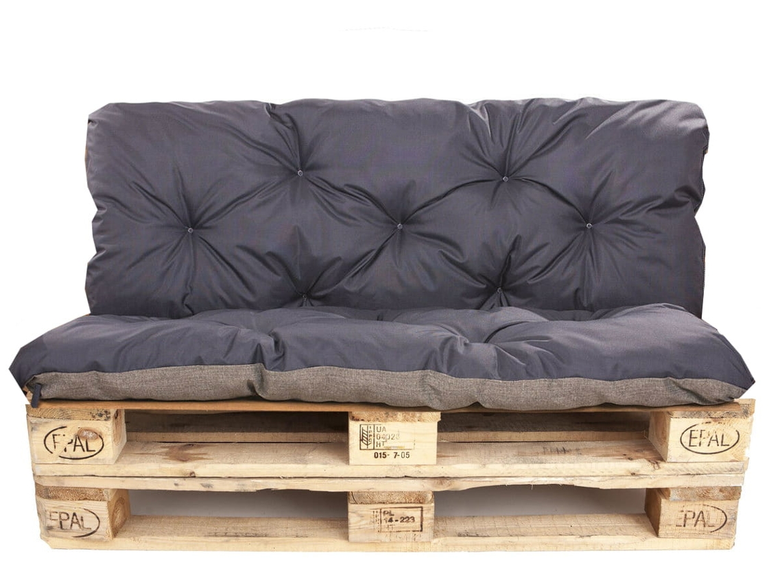 Conjunto Cojines de palet Asiento 120 x 50 y Respaldo 120 x 40 cm Azul oscuro cojines de sofá - cojín para palet de interior - exterior