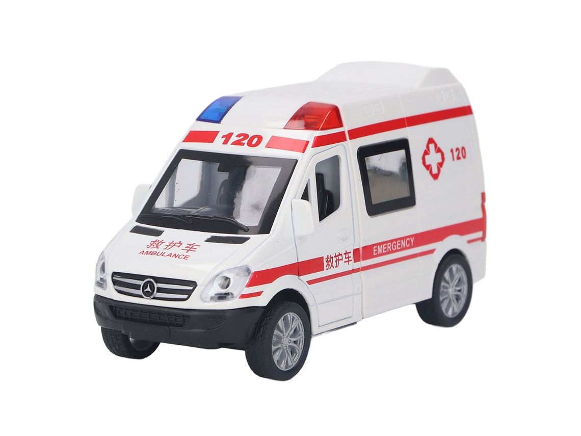 Rebe-coche Mini De Tracción Hacia Atrás Ambulancia De Aleación Con Luces Y Música 14x6x7.5cm Transporte De Emergencia Juguete