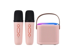Mini máquina de karaoke portátil con micrófono y altavoz Stelasplen (rosa)