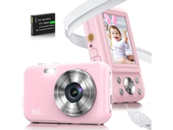 Câmera Digital para Crianças Compact SZSMART  Dc406 Fdh 44Mp Zoom com Foco Automático 16X Tela de 2 4 Polegadas Rosa