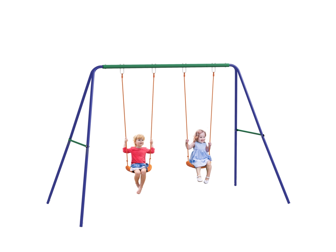 Columpio infantil con 2 asientos, de acero, para niños de 3 a 8 años, 2,7 x 1,6 x 1,8 m