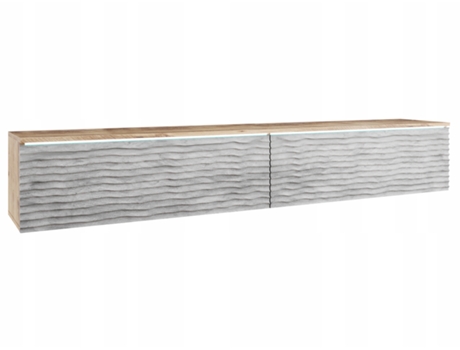Mueble TV Lowboard D180 Castaño Breslau/Ondulado Hormigón Chicago, Número de puertas: 2 (180x30x31 cm)