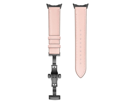 Correa de piel auténtica hebilla de mariposa para Google Pixel Watch - hebilla negra/rosa