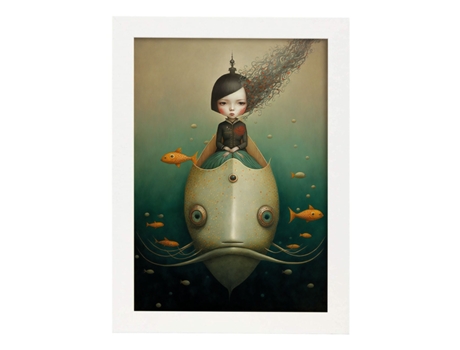 NACNIC Poster Barco Submarino En Estilo Surrealismo Cinematográfico Ilustraciones Y Grabados De Historieta Abstracta Y Artística A4 Marcos Madera