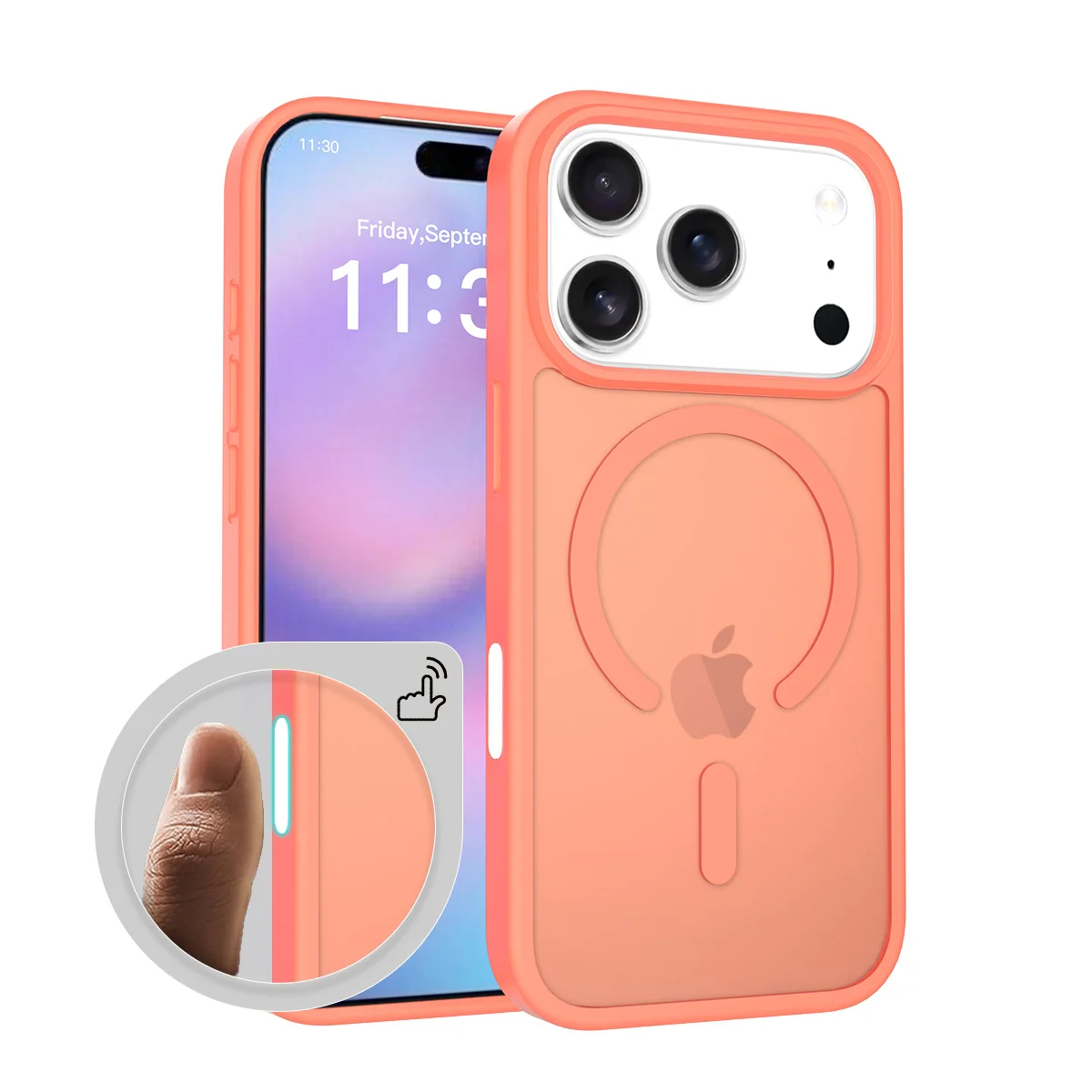 (naranja, Iphone 13) Caso De Teléfono De Alta Calidad De Color Dulce Para La Piel Scrub, Soporte De Carga Inalámbrica De Succión Magnética