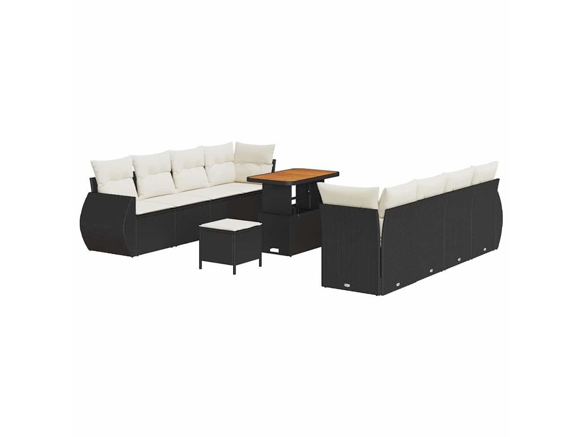 Maison Exclusive - Juego de sofás de jardín de ratán sintético negro de 11 piezas