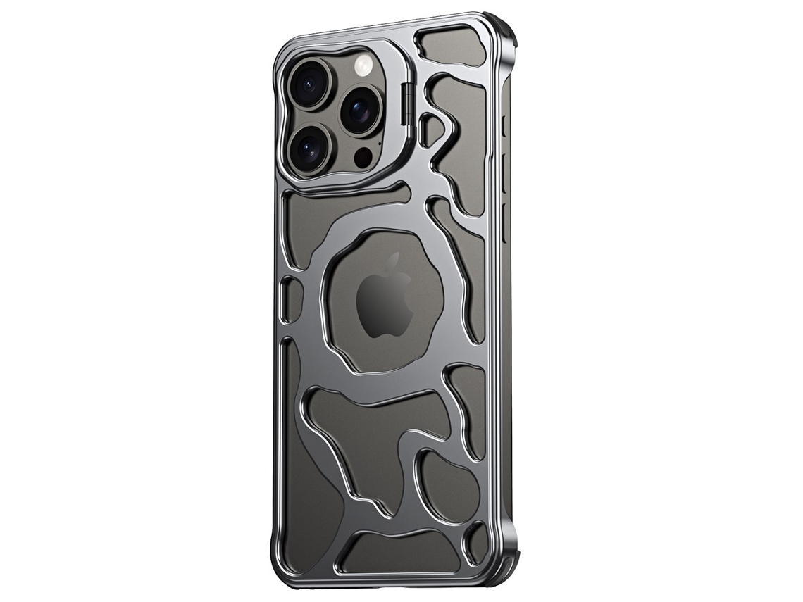Soporte Carcasa Aleación Gris Para Iphone 14 Pro Max Aluminio Plateado