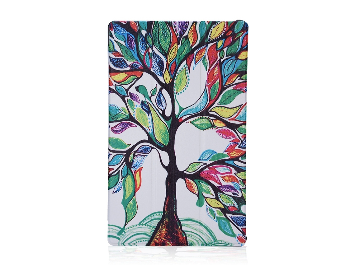 Funda protectora vintage con tapa y soporte para Amazon Fire HD 10, diseño de Happy Tree Golden Light