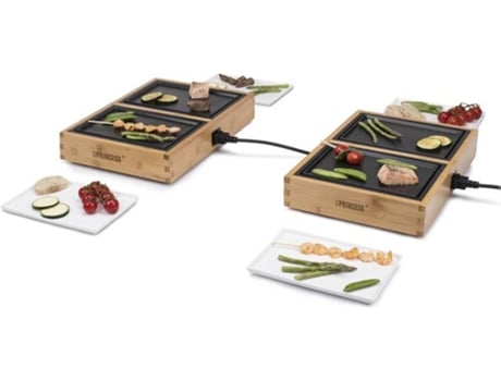 Princess Plancha de mesa Dinner4All Pure metal y madera de bambú 840W