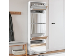 Zapatero con espejo y 5 compartimentos 63x17x169,5cm Blanco Brillo Lovely Home