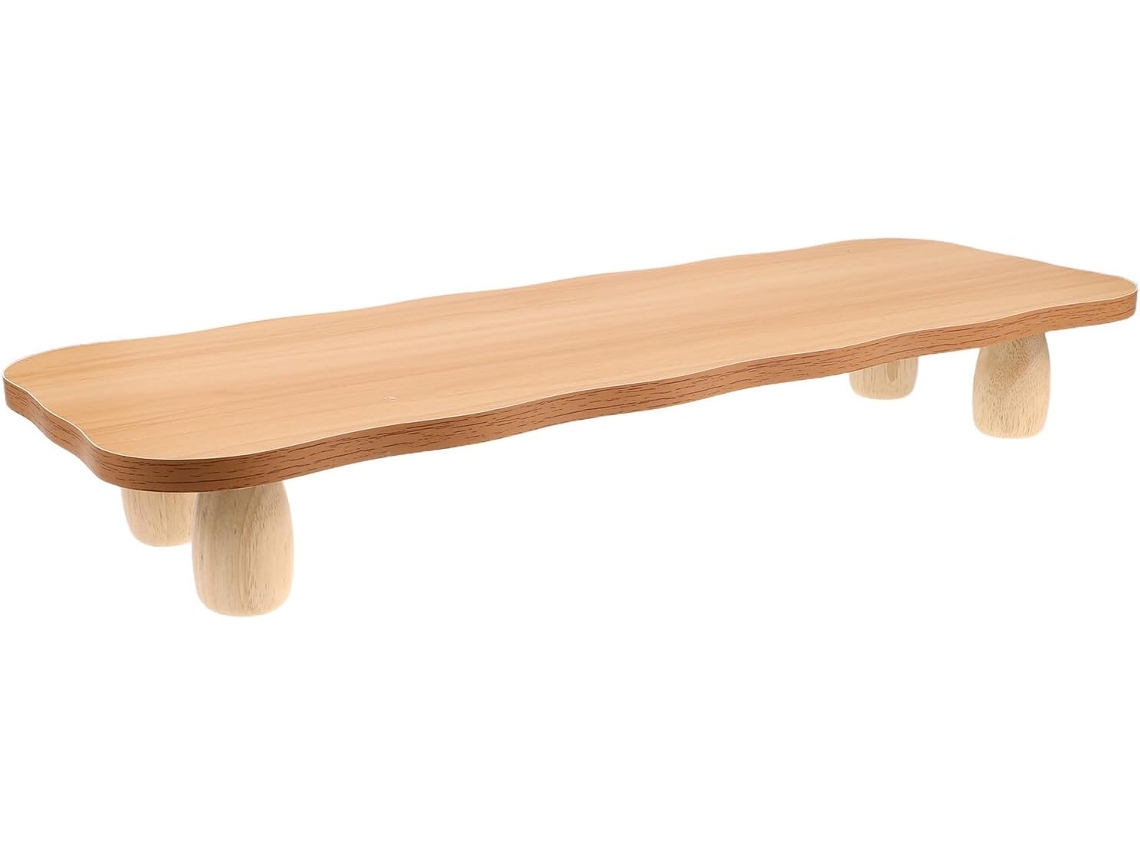 Soporte De Madera Elevado Para Monitor De Escritorio, Efecto Nogal, 55x20cm, Estante