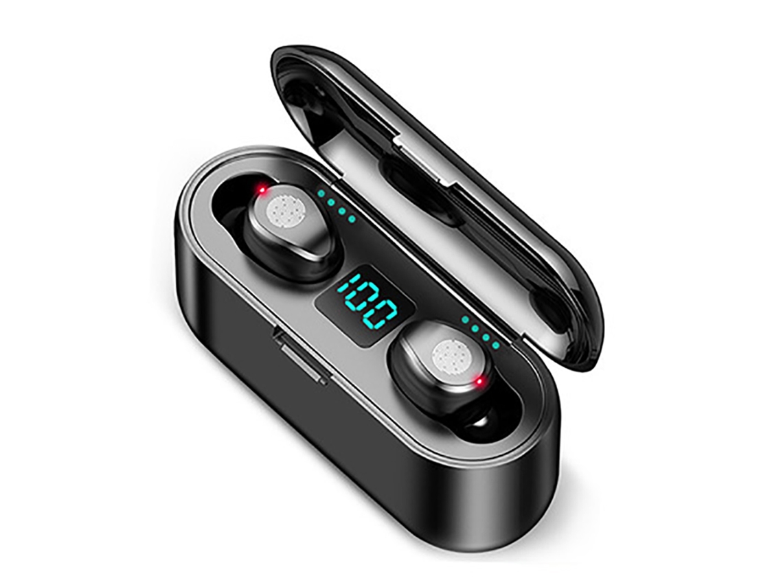 Auriculares Inalámbricos Bluetooth F9-2 Negros Con Control Táctil Y Cancelación De Ruido, Estuche De Carga.