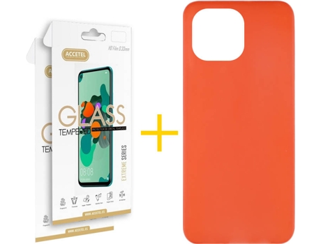 Kit Funda + 2 Protectores de Pantalla Apple iPhone 13 Pro Max ACCETEL Liso 9 Rojo