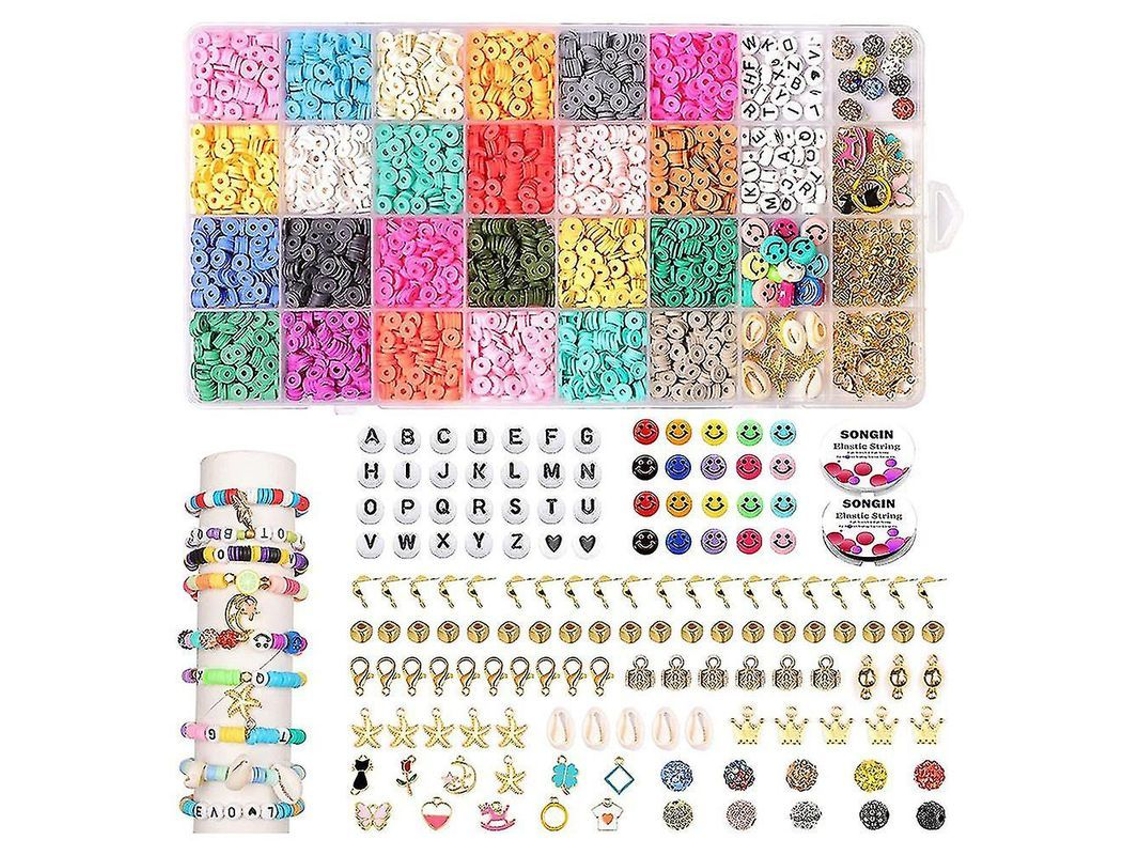 2026-kit De 4600 Perlas De Arcilla Para Hacer Pulseras Con Letras, Charm Y Cuerdas Elásticas