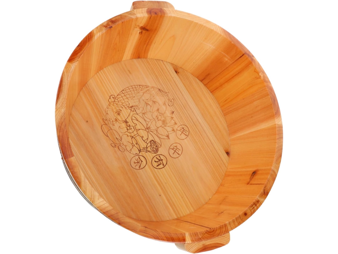 Bassine À Pieds En Bois Naturel 36 Cm De Diamètre 16 Cm De Hauteur Immersion Complète Mollets Spa...