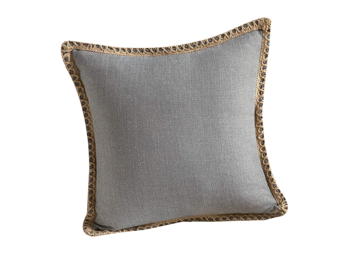 Funda De Cojín Rústica Azul Marino, Bordes Rematados, 45 X 45 Cm