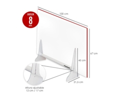 Mampara protectora sobremesa metacrilato trasnparente 8mm. 67x100cm