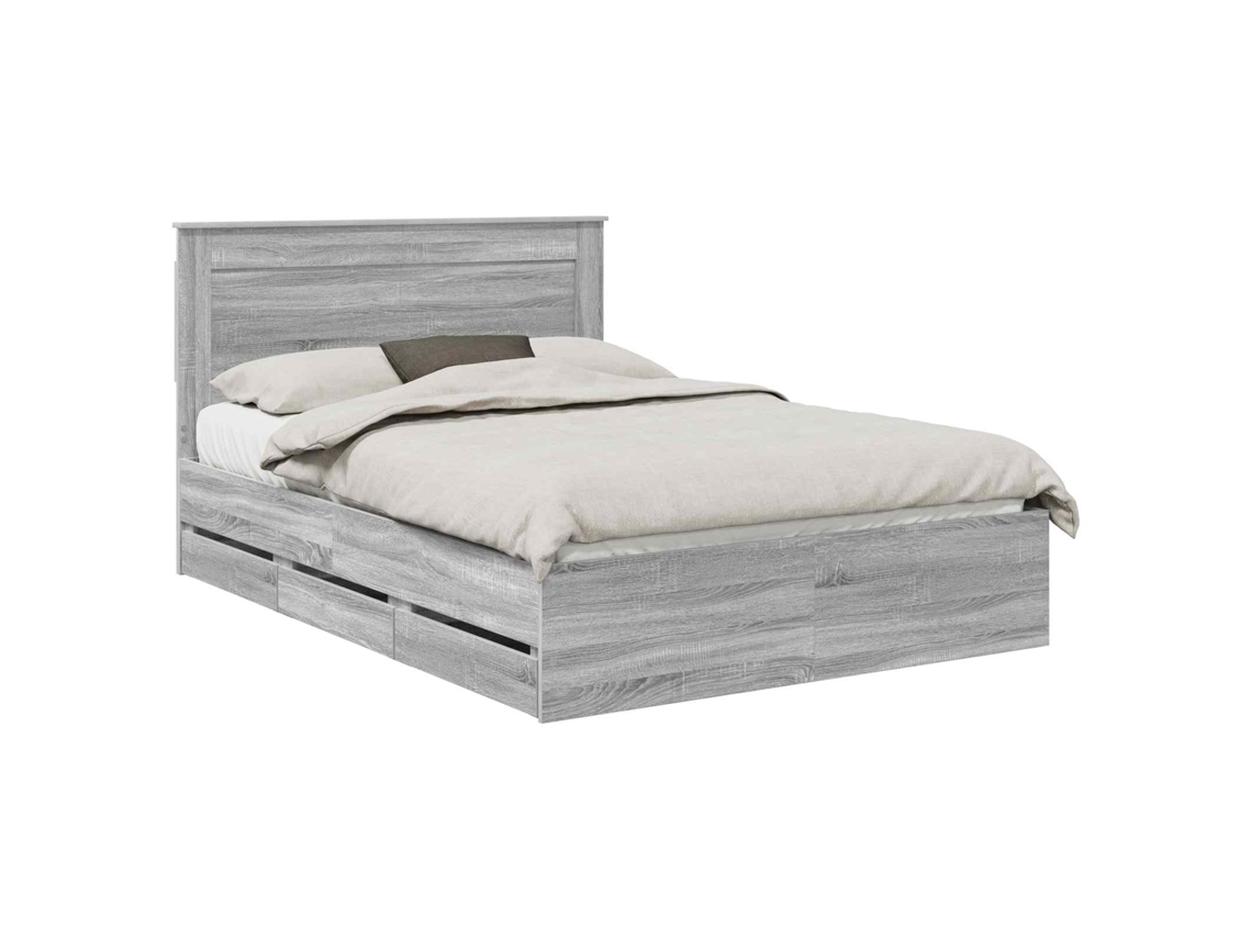 Maison Exclusive - Estructura De Cama Gris Sonoma 140 X 200 Cm Madera Ingenieril
