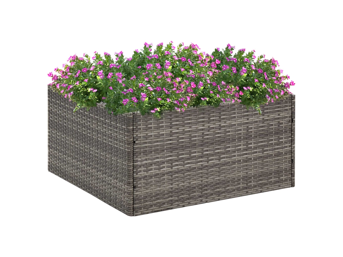 Maceta/Jardinera de Jardín 80X80X40 Cm Mimbre Piel Gris