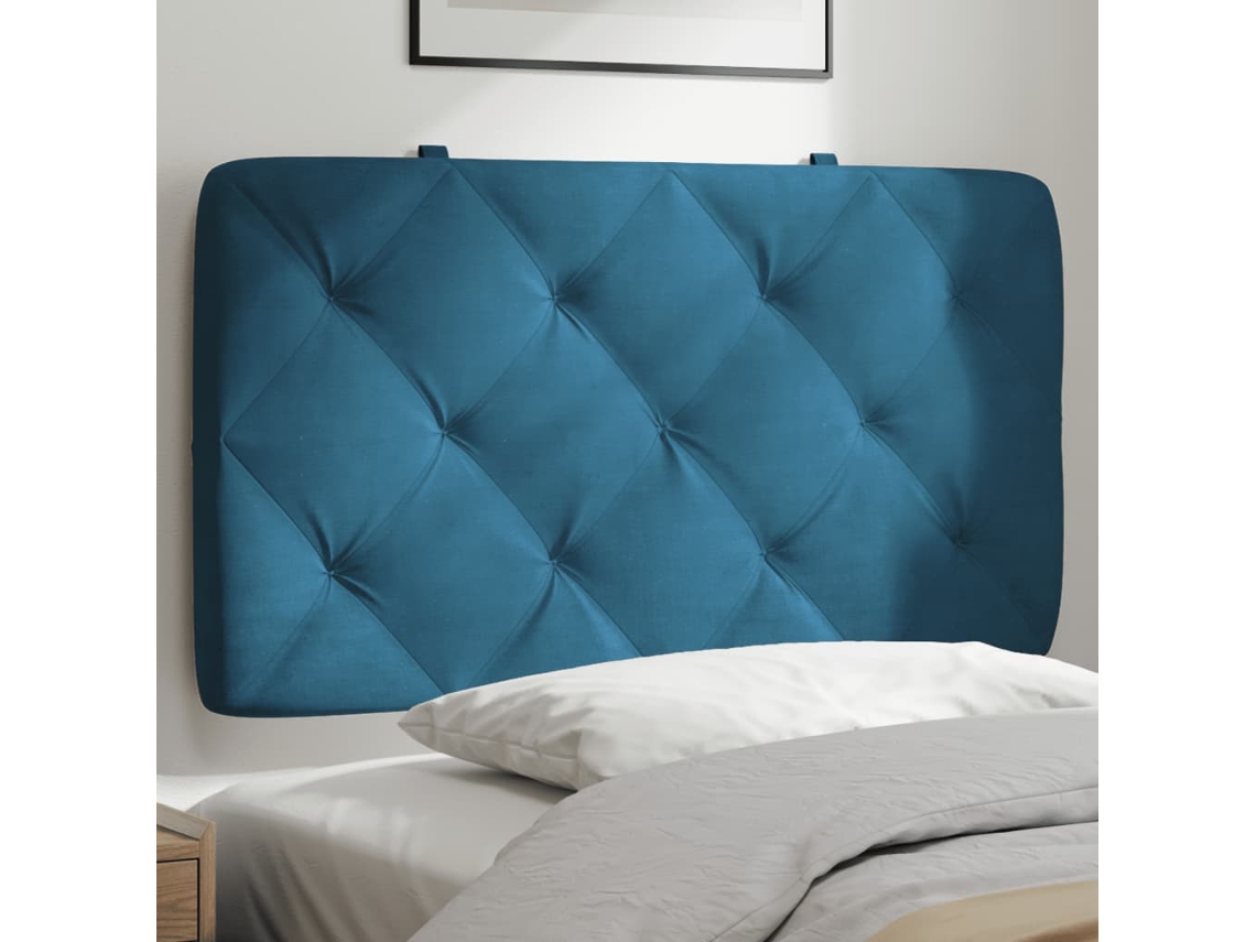Cabecero De Cama Acolchado Terciopelo Azul 90 Cm