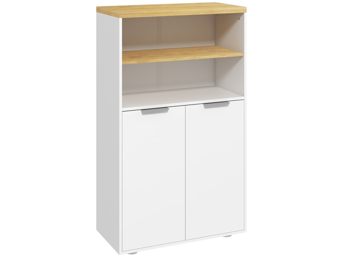 Mueble De Baño Con 2 Puertas Y 2 Compartimentos Abiertos, Dimensiones 60 Cm De Ancho X 30 Cm De Profundidad X 102 Cm De Alto, Color Blanco.