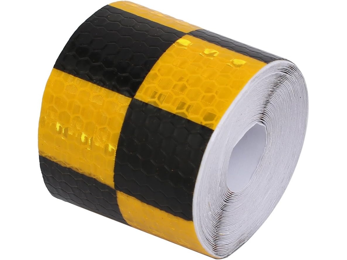 Cinta reflectante de alta visibilidad con estampado a cuadros amarillos y negros, 5 cm de ancho, longitud M CHABERLU