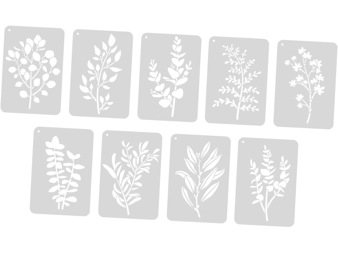 Juego De 9 Plantillas De Flores Para Pintar, Crear Delicados Diseños De Plantas Y Para Decoración.