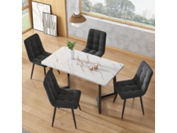 Sillas De Comedor Simurq Lino Gris, Juego De 4 (44x41x86cm), Sillas De Cocina Ergonómicas Con Estructura Metálica, Fácil Montaje