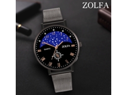 Reloj De Cuarzo Unisex Con Correa De Malla Y Dial Estrella (plata Negro)