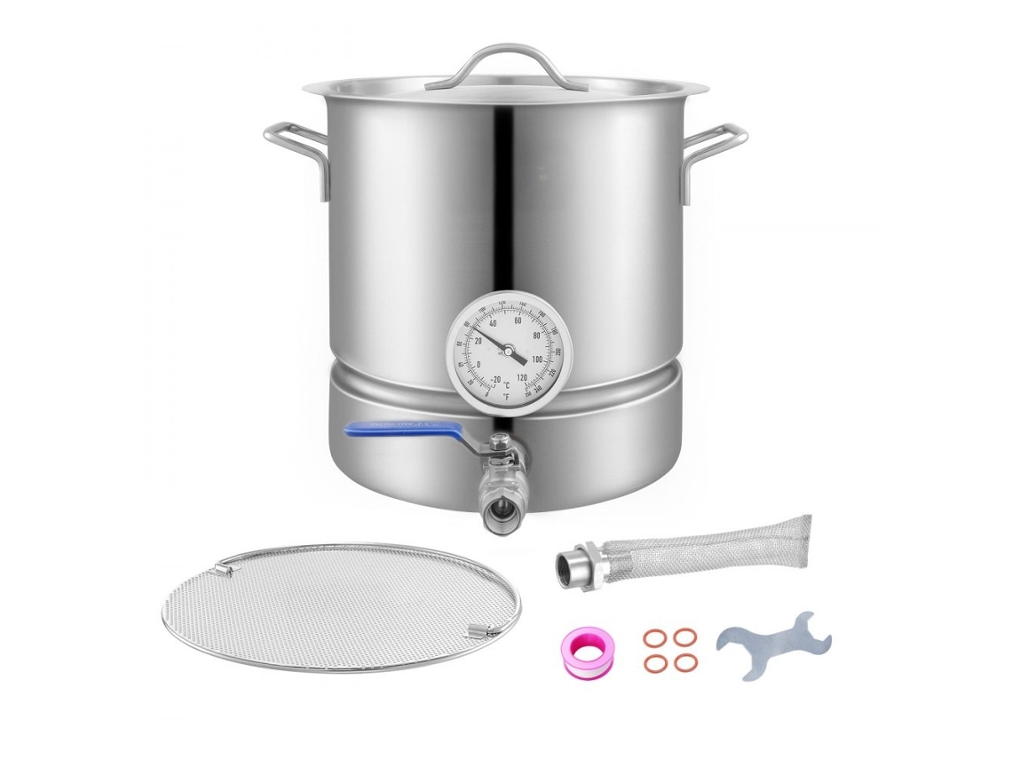 Olla de acero inoxidable de 18,9 L con triple fondo y tapa con asas