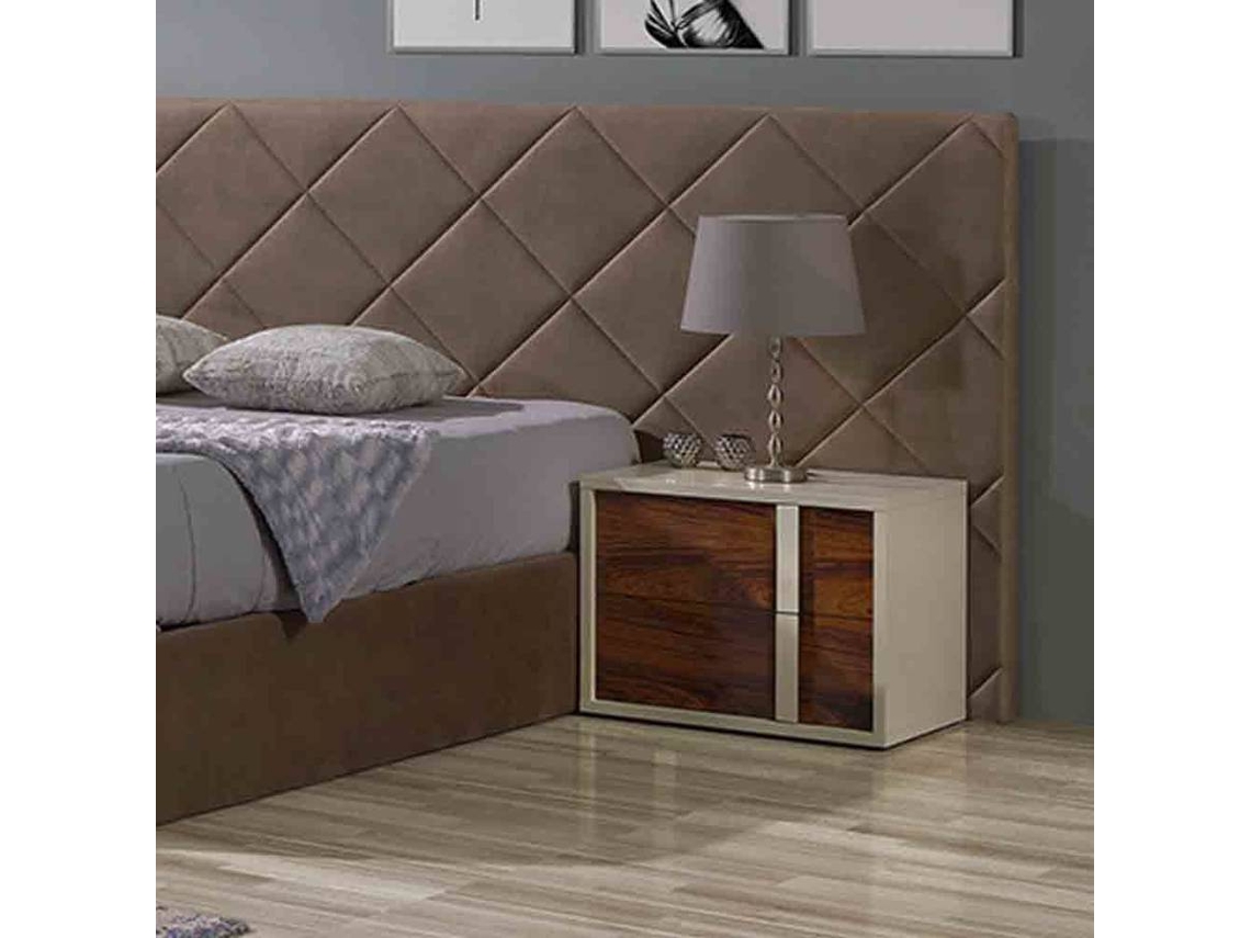 Mesita de Noche BAZAR MONDIALE Nalu (Beige - Lacado - 60x40x45 cm)