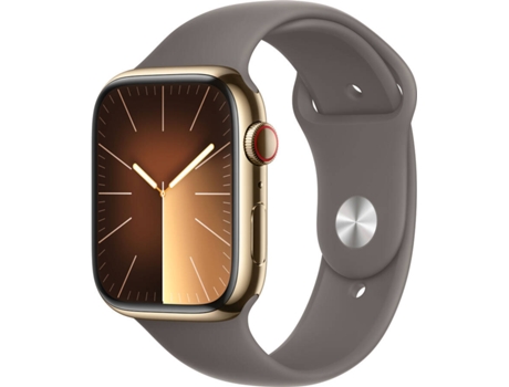 APPLE Watch Series 9 GPS+Cellular 45 mm Acero Inoxidable Oro con Correa Deportiva Barro (Talla: S/M)