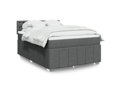 Cama box spring con colchón tela gris oscuro 140x200 cm
