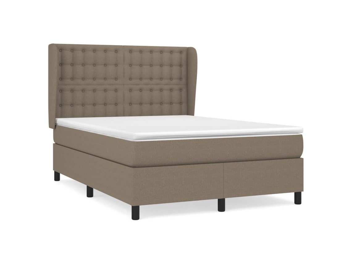 Maison Exclusive - Cama Box Spring Con Colchón Tela Gris Taupe 140x190 Cm
