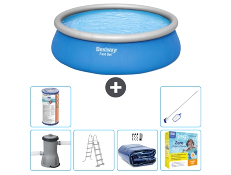 Piscina Hinchable Redonda Fast Set BESTWAY - 457 x 122 cm - Azul - Incluida Bomba - Escalera Accesorios CB28