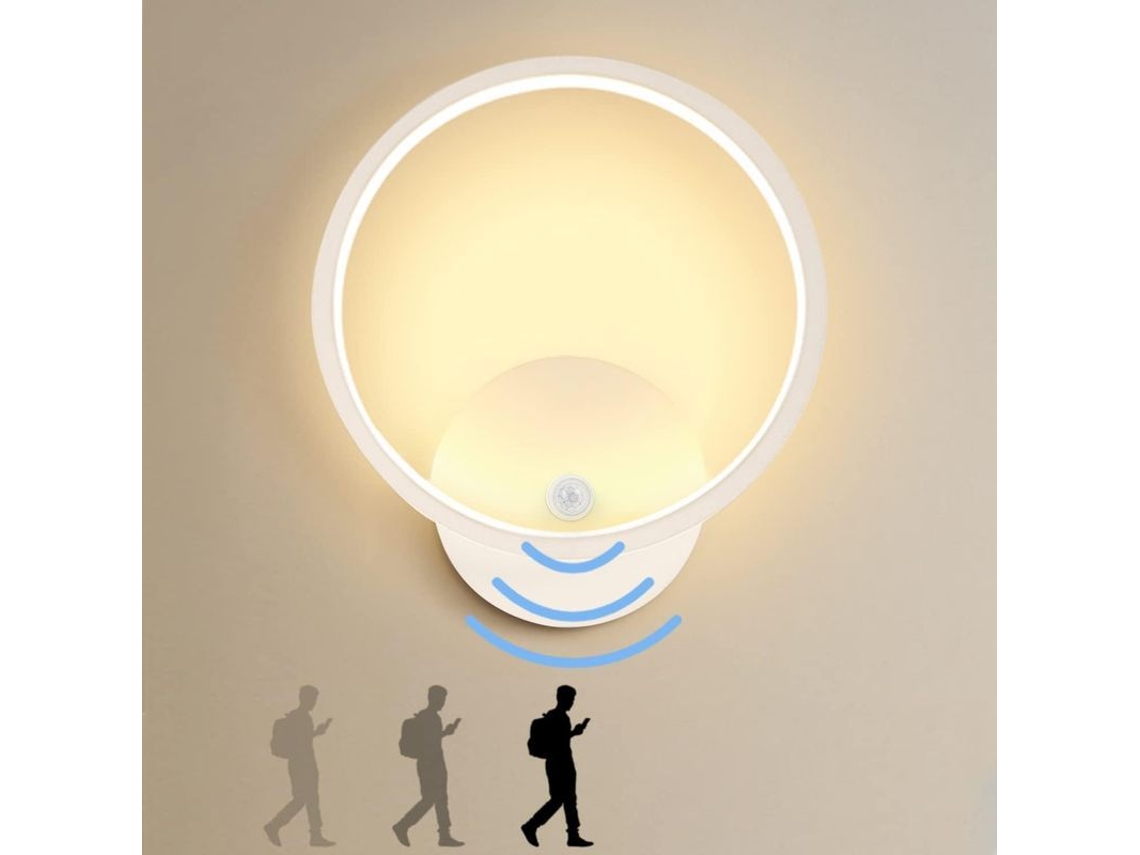 Aplique De Pared Interior Con Sensor De Movimiento, 12 W, Luz Blanca Cálida De 3000 K, Ideal Para Pasillo O Sala De Estar.