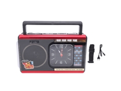 Altavoz Bluetooth Con Radio Retro Am Fm Sw Portátil Con Reloj Linterna Rojo Plug Eu 220v