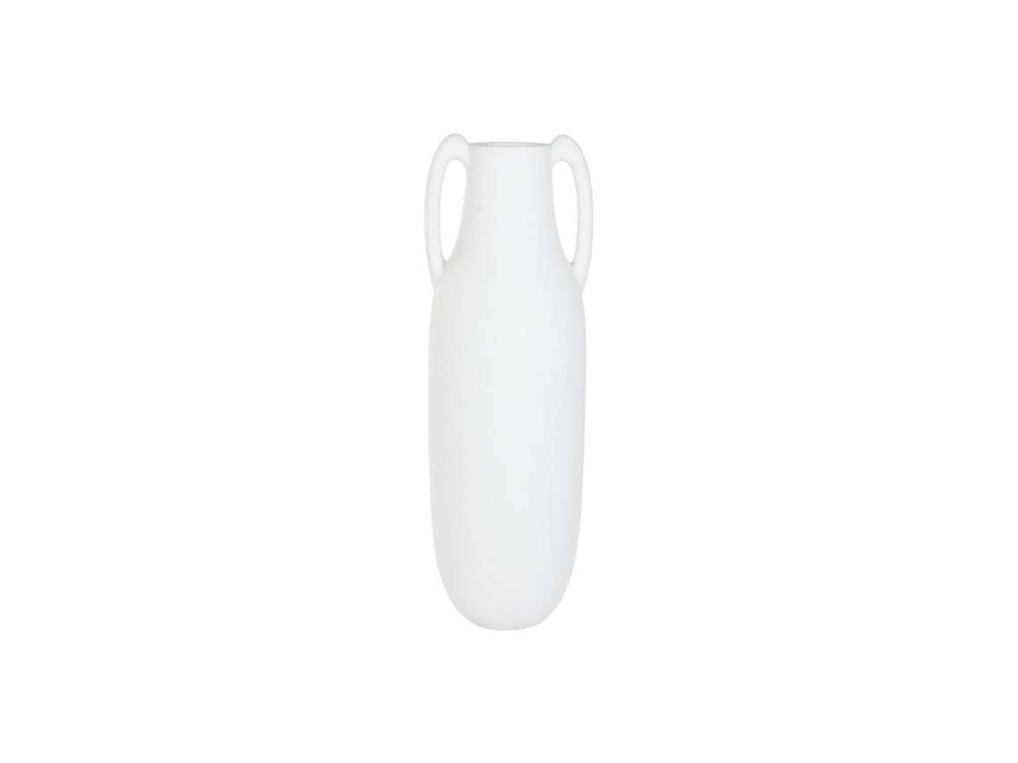 Anfora Fibra Vidrio Asas Rugoso Blanco 39x39x120cm