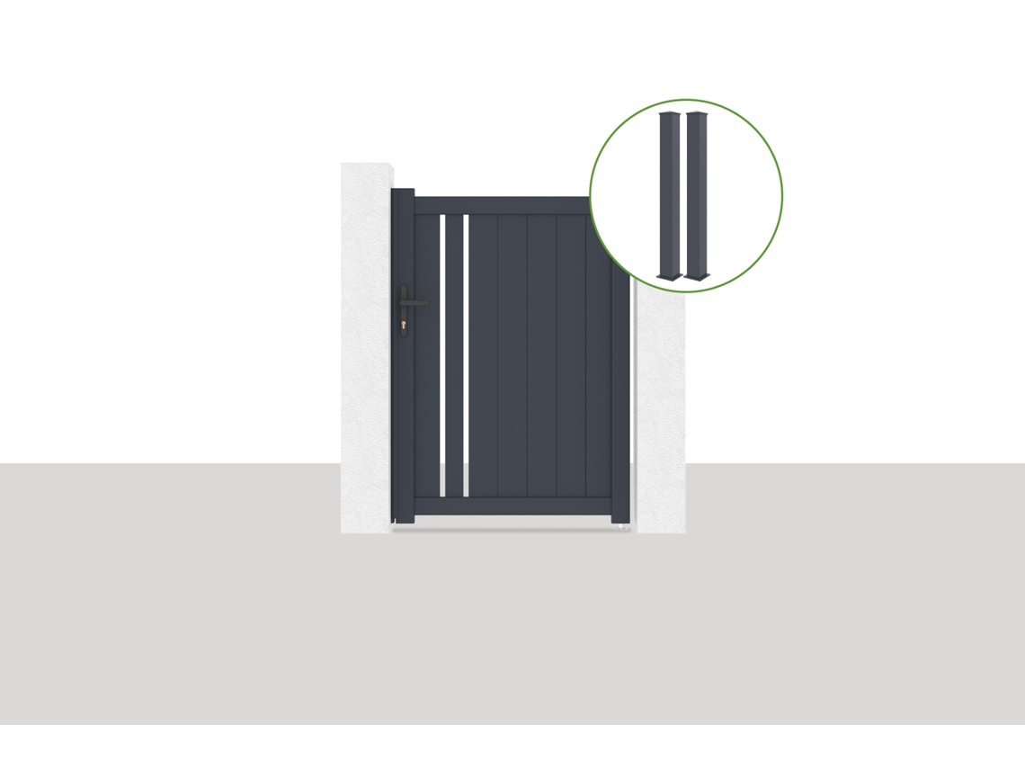 Pack puerta 1m giona a.140cm + 2 postes eifel a.166cm gris
