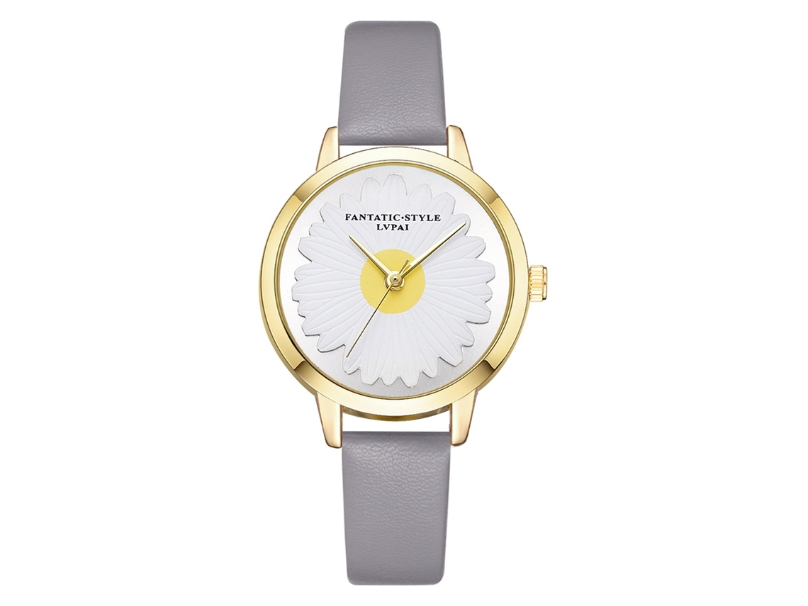 Elegante Reloj De Pulsera De Cuarzo Para Mujer De Estilo Casual Con Correa De Pu Gris Lvpai