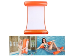 Hamaca Inflable Para Piscina, Colchón Flotante 4 En 1, Diseño Seguro Y Cómodo, Color Naranja.