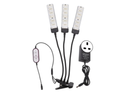 2026-luz De Crecimiento Led De Pinza Con Cuello De Cisne Tres Cabezas Espectro Completo Y Temporizador Para Plantas Suculentas 100-240v Plug Uk