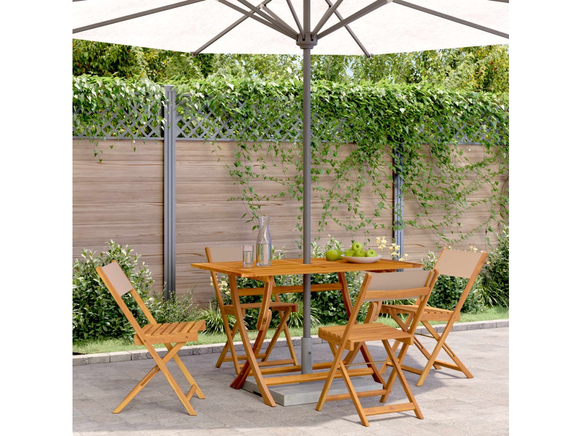 Sillas de jardín plegables DKD Home Decor de 4 piezas, tela/madera, gris parduzco