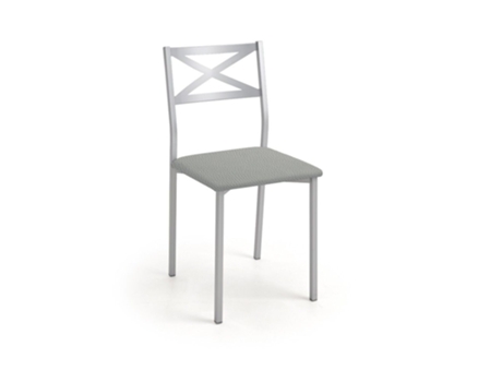 Silla de cocina aluminio Bilbao 38x86x47cm Polipiel Plata FANMUEBLES