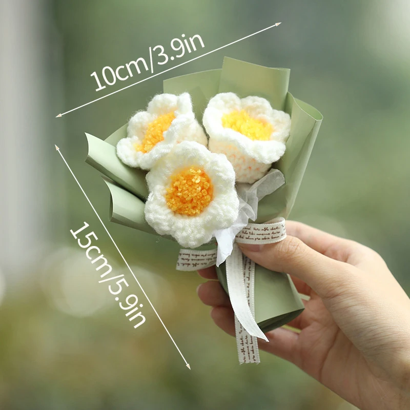 Ramos Miniatura De Profiteroles Tejidos A Crochet, Ramos Hechos A Mano, Arreglos Florales Tejidos.